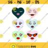 Heart Faces Love Cuttable Design SVG PNG DXF eps Designs Cameo File Silhouette Design 1434