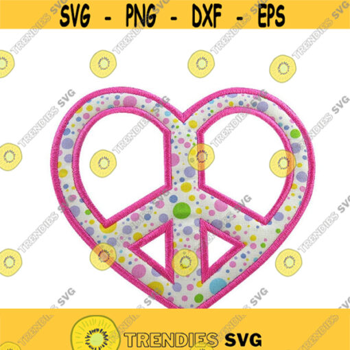 Heart Peace Sign Applique love Embroidery Design Monogram Machine INSTANT DOWNLOAD pes dst Design 669