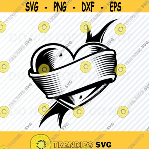 Heart Ribbon SVG File Wedding Heart Vector Images Silhouette Clip Art Wedding SVG Files For Cricut Eps Png dxf ClipArt Black white svg Design 602