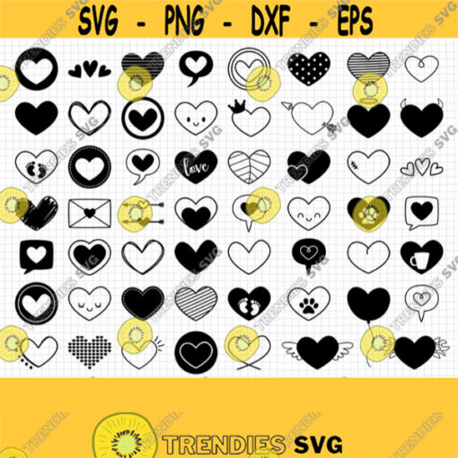 Heart SVG. Doodle Heart Bundle Clipart. Love Icons Cut Files. Kids Vector Files for Cutting Machine png dxf eps Digital Instant Download Design 621