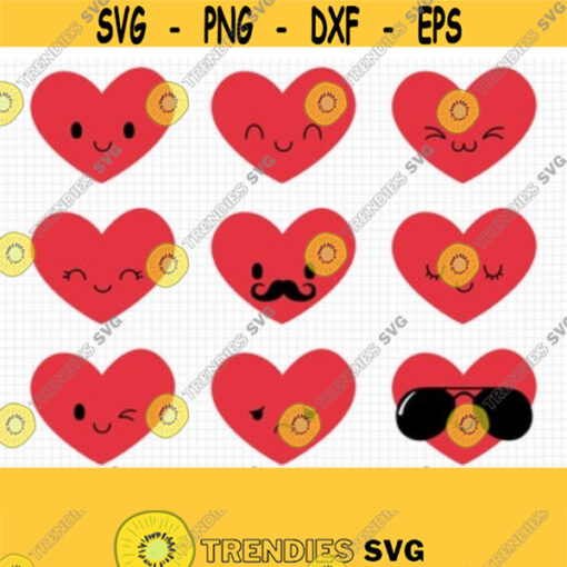 Heart SVG. Kids Cartoon Emotions Clipart. Kawaii Faces Cut Files. Vector Files for Cutting Machine png dxf eps jpg pdf Instant Download Design 496