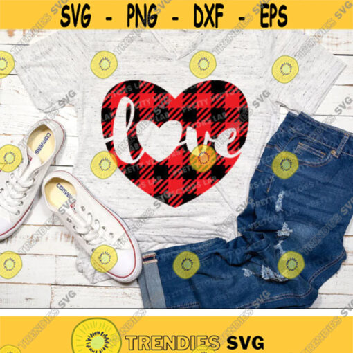 Heart Svg Buffalo Plaid Heart Svg Love Cut Files Valentines Day Svg Dxf Eps Png Cute Heart Clipart Valentine Svg Silhouette Cricut Design 2471 .jpg