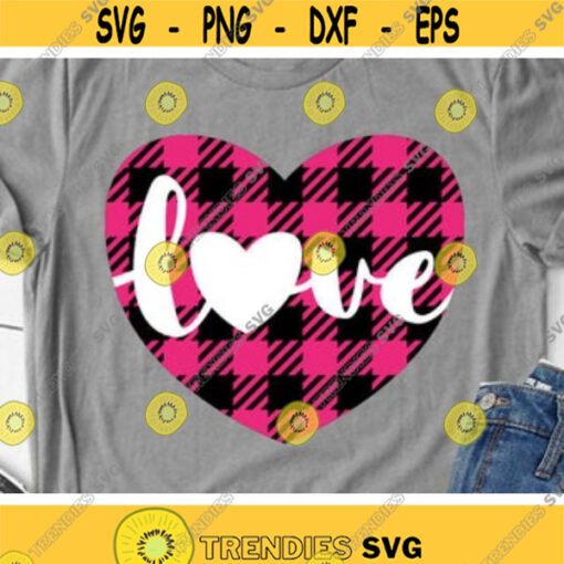 Heart Svg Love Svg Valentines Day Svg Buffalo Plaid Heart Cut Files Cute Heart Clipart Valentine Svg Dxf Eps Png Silhouette Cricut Design 203 .jpg