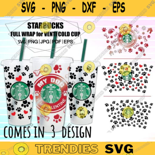 Hearts paw set print svg Paw Starbucks Full Wrap Paw Print for Starbucks Venti Cold Cup SVG Cut Files For Cricut DIY Instant Download 271