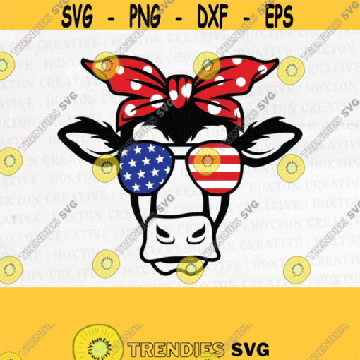 Heifer Cow USA Bandana SVG Patriotic SVG America Svg Usa Bandana Svg Cow Face Svg Cow Head SvgDesign 608