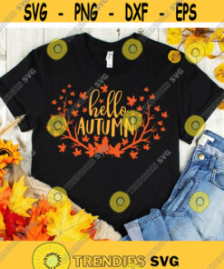Hello Autumn svg, Hello Fall svg, Autumn svg, Leaves svg, Leaves Falling svg, Rustic svg, dxf, png, Printable, Cut File, Cricut, Silhouette Design -1086