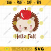 Hello Fall Baby Hedgehog SVG Cute Hedgehog with Red Apple Clipart Fall Autumn Season Layered Svg Dxf Cut Files for Cricut and Silhouette copy