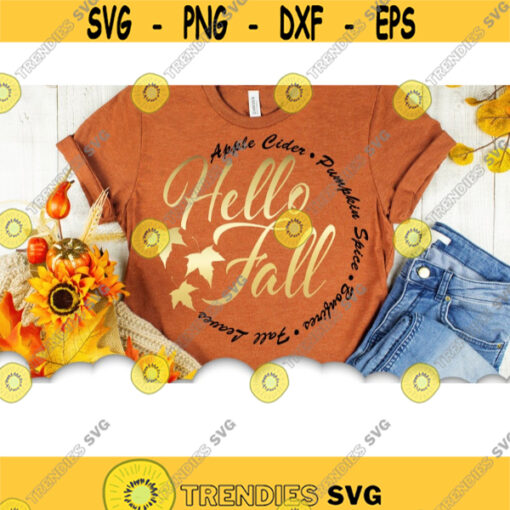 Hello Fall Leaves Svg Bundle Hello Fall Svg Files For Cricut Fall Leaf Svg Hello Fall Wreath Sign Dxf Cut Files Fall Clipart Iron On .jpg