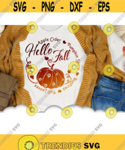 Hello Fall Leaves Wreath Svg  Hello Fall Svg Files For Cricut  Fall Sign Dxf Cut Files  Fall Round Svg  Autumn Fall Leaves Svg Clipart