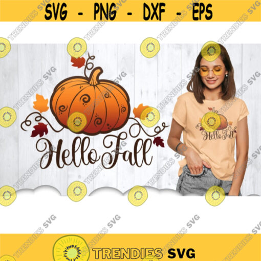 Hello Fall Pumpkin Round SVG Fall SVG Files For Cricut Spice Apple Cider Bonfires Falling Leaves Fall Pumpkin Quote Sign Svg Cut Files .jpg
