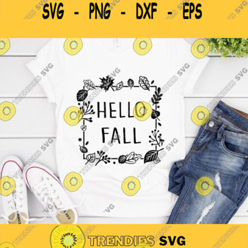 Hello Fall Svg Fall leaves Svg Thanksgiving SVG Autumn Svg Leaves SvgSvg files for Cricut Sublimation Designs Downloads Silhouette