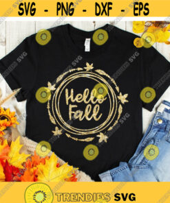 Hello Fall svg, Fall svg, Autumn svg, Leaves svg, Fall Shirt svg, dxf, png, eps, Printable, Cut File, Cricut, Silhouette, Instant Download Design -1076