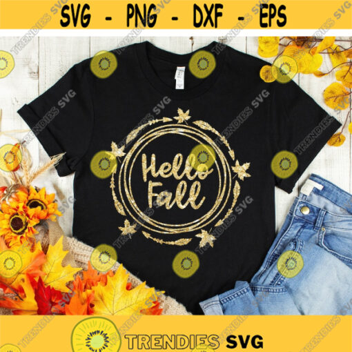 Hello Fall svg Fall svg Autumn svg Leaves svg Fall Shirt svg dxf png eps Printable Cut File Cricut Silhouette Instant Download Design 1076.jpg