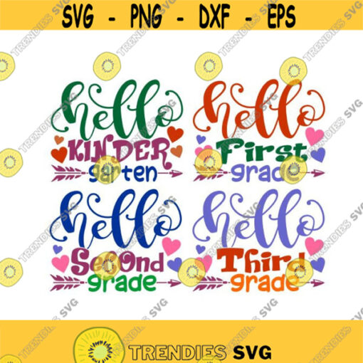 Hello Kindergarten 1st grade 2nd 3rd Pre K School Cuttable Design SVG PNG DXF eps Designs Cameo File Silhouette Design 614