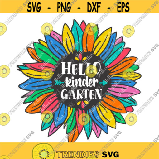 Hello Kindergarten Grade Sunflower Svg Back to School Svg School Svg Sunflower Svg Flower Svg Girl Svg Female Svg Kinder Svg Design 180 .jpg