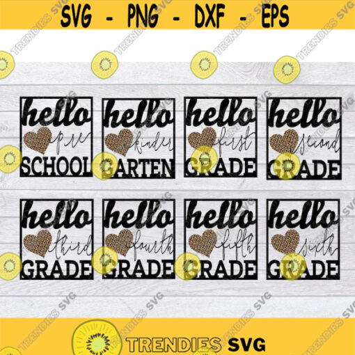 Hello Kindergarten SVG Bundle First Day of School SVG Back To School Svg Virtual Learning Svg School Svg Leopard Print Svg