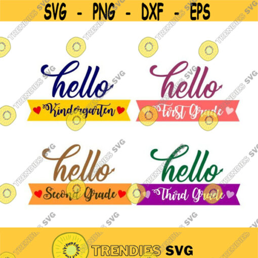 Hello Kindergaten 1st grade 2nd 3rd school Cuttable Design SVG PNG DXF eps Designs Cameo File Silhouette Design 878