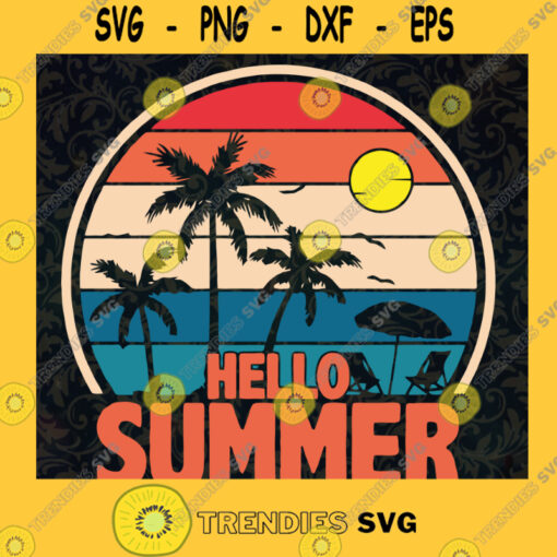 Hello Summer Retro Hawaii SVG Digital Files Cut Files For Cricut Instant Download Vector Download Print Files