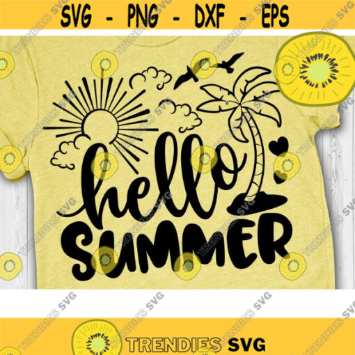 Hello Summer Svg Summer Palm Tree Sun Svg Summer svg dxf png eps Cut files Design 956 .jpg