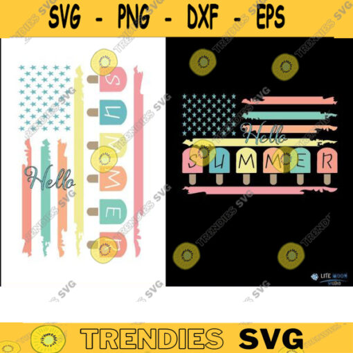 Hello Summer american flag svg Hello Summer SVG Hello Summer USA flag SVG Popsicle svg Summer svg eps png pdf dxf copy