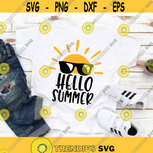 Hello Summer svg Summer svg Sun With Sunglasses svg Sun svg dxf eps png Summer Clipart Quotes Print Cut File Cricut Silhouette Design 691.jpg