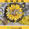 Hello Sunflower Svg Welcome Round Sign Cut Files Fall Farmhouse Svg Dxf Eps Png Door Hanger Svg Thanksgiving Clipart Silhouette Cricut Design 3198 .jpg