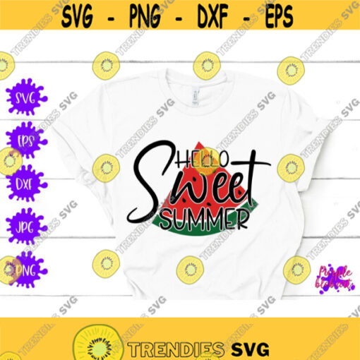 Hello Sweet Summer SVG Cut File Watermelon Beach SVG Sweet Summer Time Pineapple Summer Shirt Housewarming Gift Decor Summer Sign Quote PNG Design 212