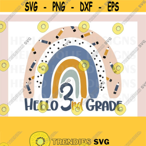 Hello Third Grade svg First Day of School svg Third Grade svg Back to School svg 3rd Grade svg png cutfiles for Cricut