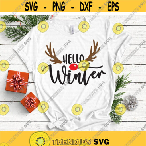 Hello Winter svg Winter svg Reindeer svg Red Nose svg Christmas svg dxf png eps Winter Shirt Cut File Cricut Silhouette Download Design 432.jpg