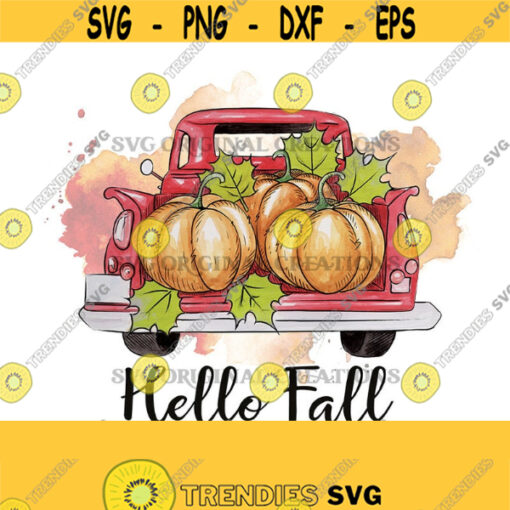 Hello fall Fall Sublimation Fall png Fall vintage truck Pumpkins png Autumn designs Sublimation Design Digital Download PNG Design 742