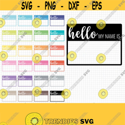 Hello my name is SVG. Baby Name Tag Cut Files. Newborn Sign Baby Photo Prop Card Rainbow School Labels dxf eps png jpg pdf Stickers Design 740