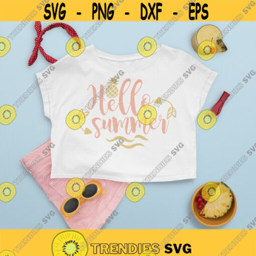 Hello summer SVG Summer shirt SVG Hello summer cut files pineapple and waves