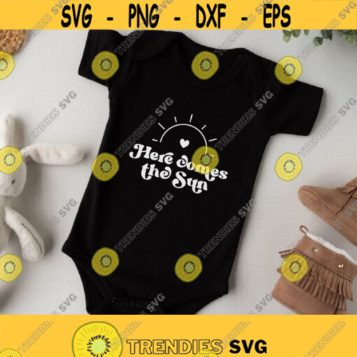 Here come the sun svg baby boy svg baby girl onesie svg toddler shirt svg newborn shirt Dxf Boho heart and sun png Svg files for cricut Design 229