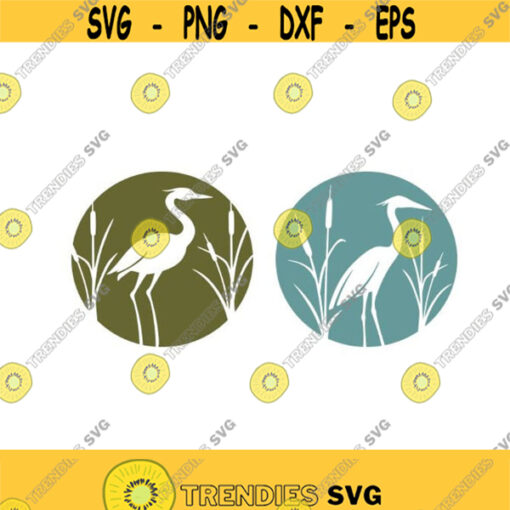 Heron Bird Beach Cattails Cuttable Design SVG PNG DXF eps Designs Cameo File Silhouette Design 332