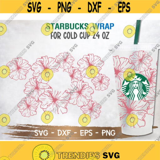Hibiscus Starbucks Cup SVG Hibiscus SVG Tropical Flowers svg DIY Venti for Cricut 24oz venti cold cup Instant Download Design 141