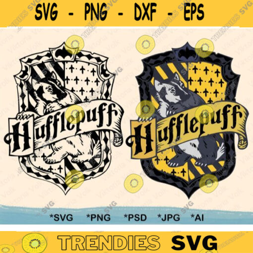High Detail Badger House Crest Layered by Color Badger Cut File Vector Badger Icon Outline School of Magic House Emblem Animals