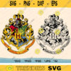 High Detail Hogwarts School Crest Emblem Colour Howarts Silhouette Hogwarts SVG Cut File Outline Clip Art PNG