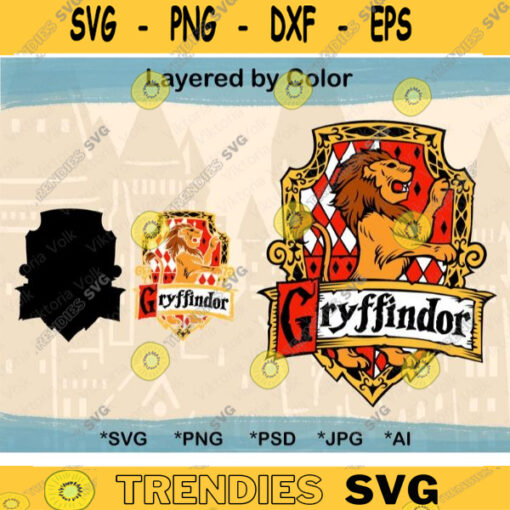 High Detail Lion House Crest Emblem Lion svg Cut File Vector Lion Crest Layered by Color School of Magic House Crest
