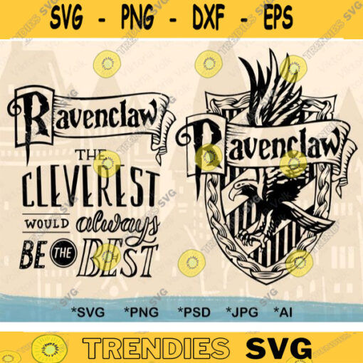 High Detail Raven Symbols SVG Raven Quote School of Magic Cut File Raven Crest Outline Raven House Words Printable