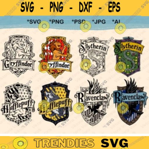 High Detail School Crest Emblem Color School of Magic Outline Printable Wizards Emblem svg Cut File Witch Clip Art