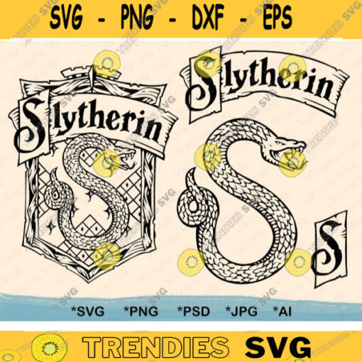 High Detail Snake Symbols svg Snake Emblem Outline School of Magic svg Cut File Snake Crest Banner Outline Letter S svg