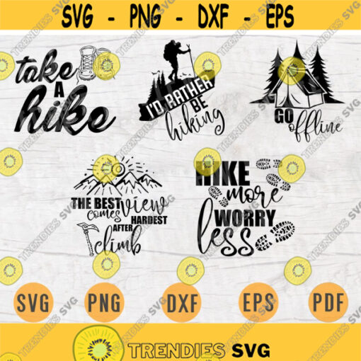 Hiking Bundle Pack SVG 5 Files for Cricut Vector Bundle Cut Files INSTANT DOWNLOAD Cameo Svg Dxf Eps Png Pdf Iron On Shirt 1 Design 529.jpg