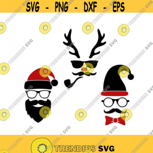 Hipster Hip Reindeer Santa Christmas Cuttable Design SVG PNG DXF eps Designs Cameo File Silhouette Design 226