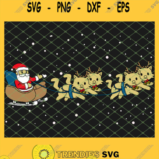 Ho Santa Cat Reindeer Meowy Night Funny Christmas SVG PNG DXF EPS 1