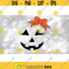 Holiday Clip Art Halloween Smiling Carved GirlFemale Pumpkin Face or Jack o Lantern w Eyelashes Orange Bow Digital Download SVG PNG Design 1277