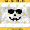 Holiday Clip Art Halloween Style Easy Smiling Carved Pumpkin Face or Jack o Lantern with Sunglasses in Black Digital Download SVG PNG Design 1186
