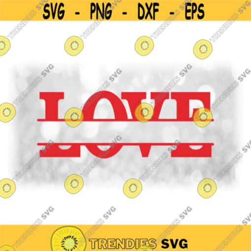 Holiday Clip Art Red Horizontal Word LOVE in Bold Serif Block Letters Split Frame for Personalized Names Digital Download SVG PNG Design 791