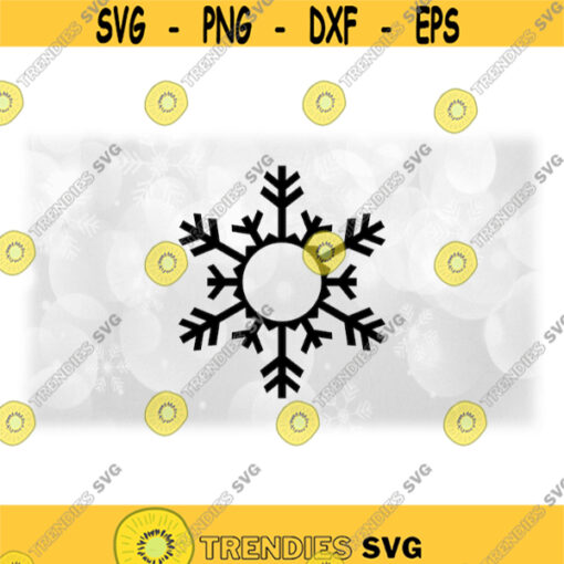 Holiday Clipart Black Christmas or Winter Snowflake Silhouette with Opening for Monogram or Initials Frame Digital Download SVG PNG Design 1528