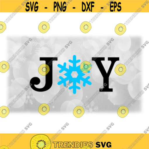 Holiday Clipart Black Word Joy in Fancy Lettering w Large Blue Snowflake in the Letter O Christmas Theme Digital Download SVGPNG Design 1617