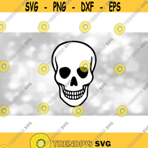 Holiday Clipart Black and White Layers Skeleton Head or Human Skull Silhouette for Halloween or Pirates Digital Download Format SVG PNG Design 1288